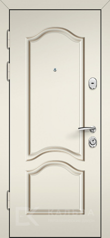 Фото №2 «Стальная дверь тёмное дерево с бежевой панелью и дугой №13»