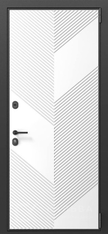 Фото «Металлическая дверь шоколадная с белой панелью геометрия для квартиры №28»