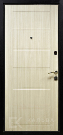 Фото №2 «Входная дверь орех с круговой фрезеровкой и светлым ясенем №71»