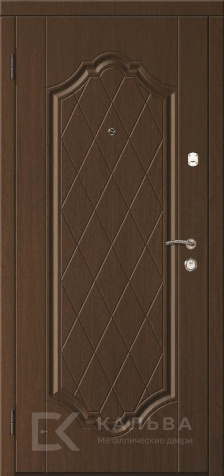 Фото №2 «Металлическая дверь синяя гладкая с МДФ венге ромбы №19»