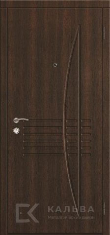 Фото «Стальная дверь тёмное дерево с бежевой панелью и дугой №13»